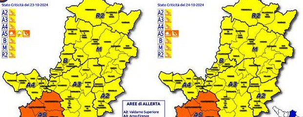 cartina allerta Regione Toscana