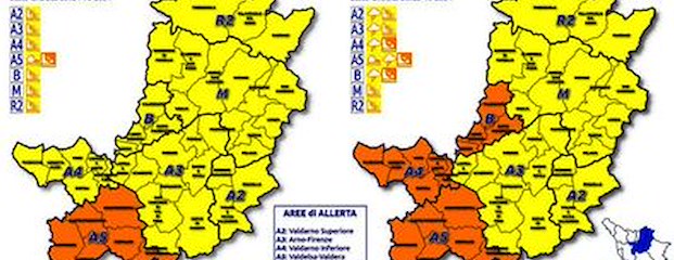 cartina allerta Regione Toscana